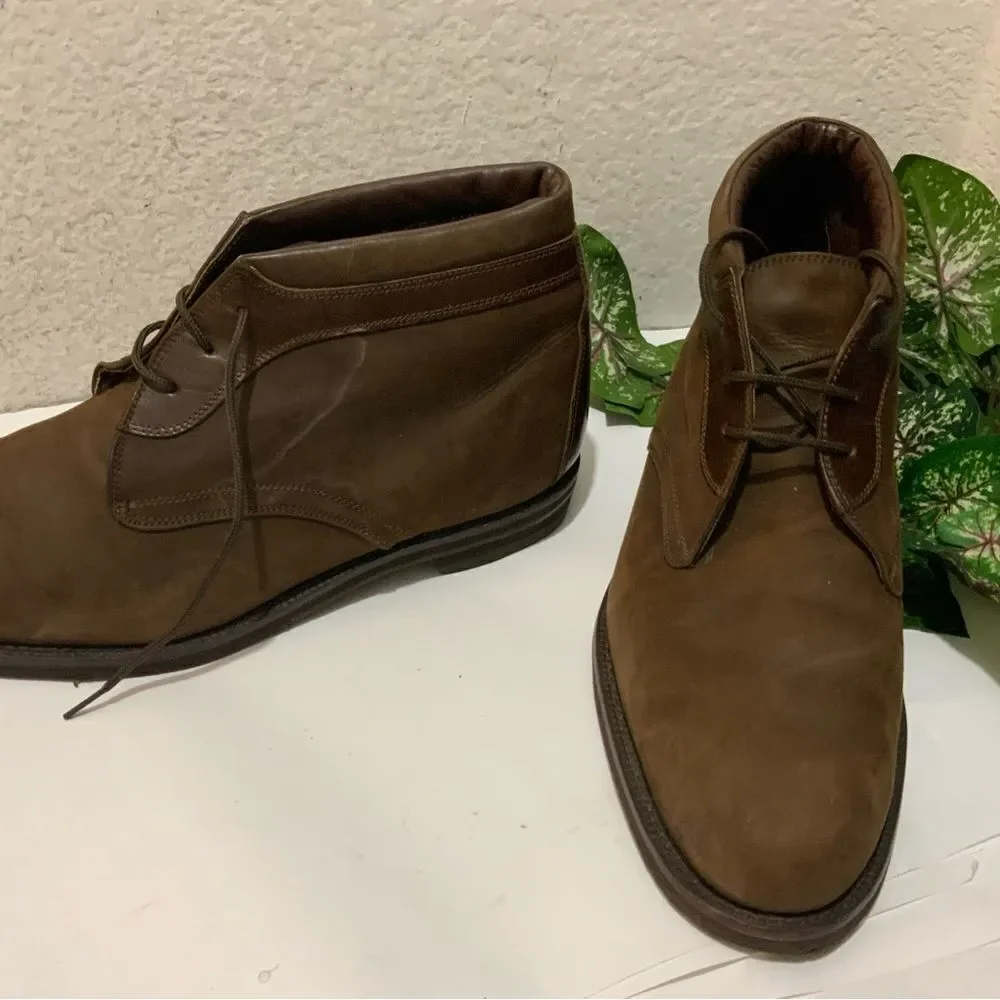 JOHNSTON & MURPHY Chukka Casual Ankle Boots Brown Nubuck Leather Shoes Lace Up